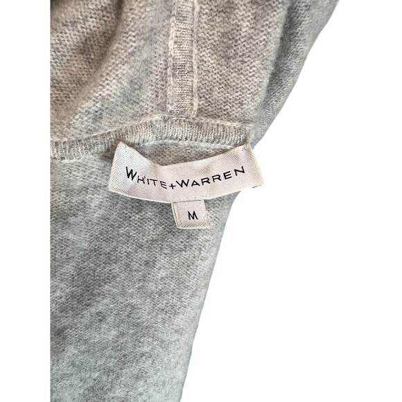White +  Warren Cashmere Luxe Zip Hoodie Sweater in Light Gray $495 Size Medium - Picture 4 of 9
